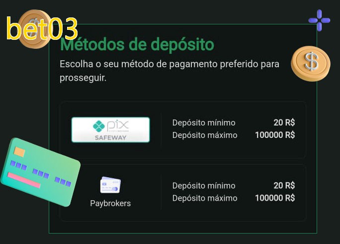 O cassino bet03bet oferece uma grande variedade de métodos de pagamento